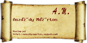 Aszódy Márton névjegykártya