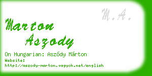 marton aszody business card