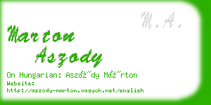 marton aszody business card